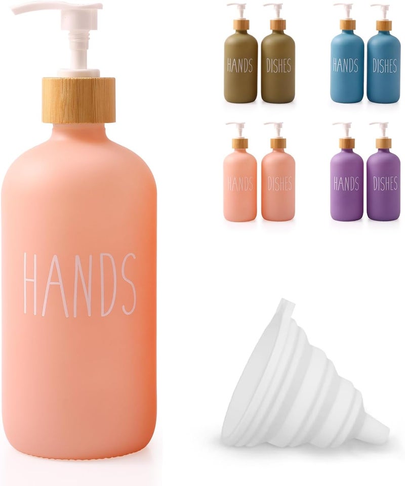 Loochica Glass Kitchen Pink Soap Dispenser, Detergent Dispenser or Hands Soap Dispenser for Kitchen Sink, Modern Pink Decor Soap Pump for Kitchen Organization - Image 1